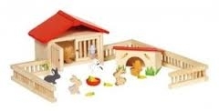 Puppenhaus-Zubehör Hasenstall aus Holz